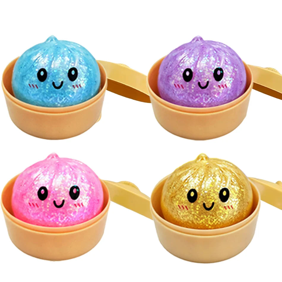 Glitter Dumpling Squishy with Steamer Basket