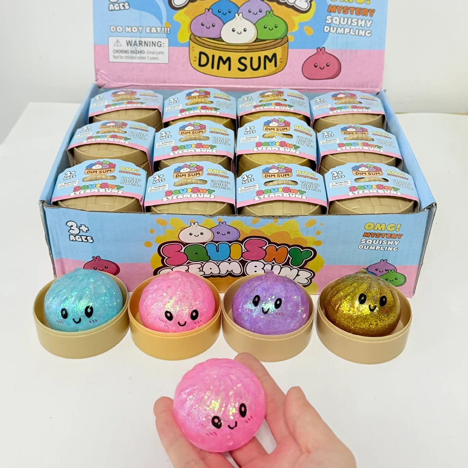 Glitter Dumpling Squishy with Steamer Basket