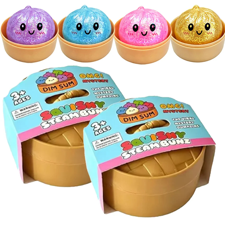 Glitter Dumpling Squishy with Steamer Basket